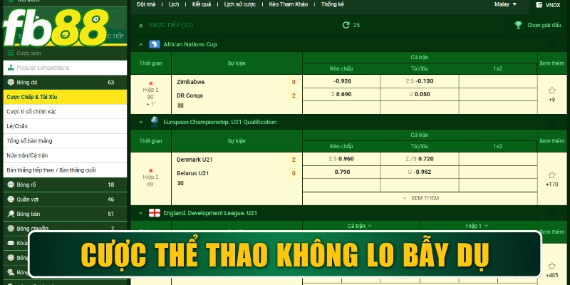 FB88 13 Cược thể thao yên tâm không lo bẫy dụ